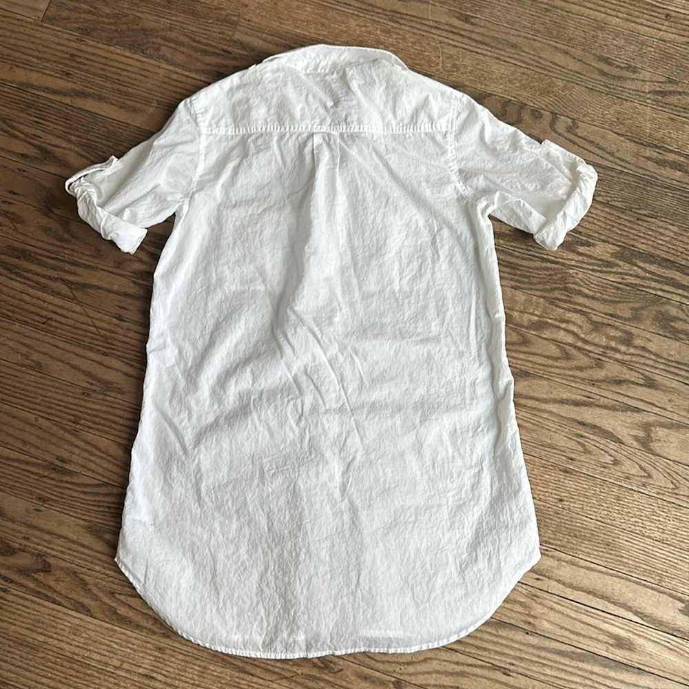 Vince White Cotton Short Sleeve Blouse Top Long Silhouette Size 4 EUC - Picture 6 of 8